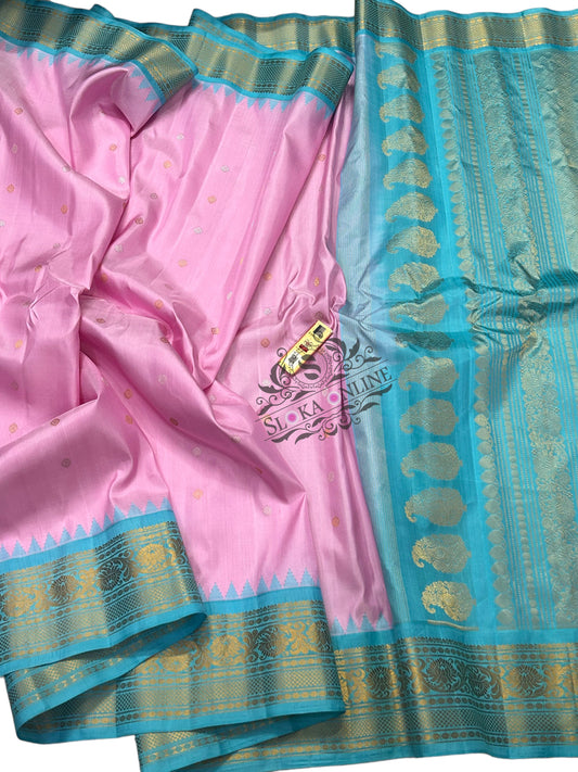 Traditional Pure Handloom Double Warp Weaving Gadwal Pattu Sarees