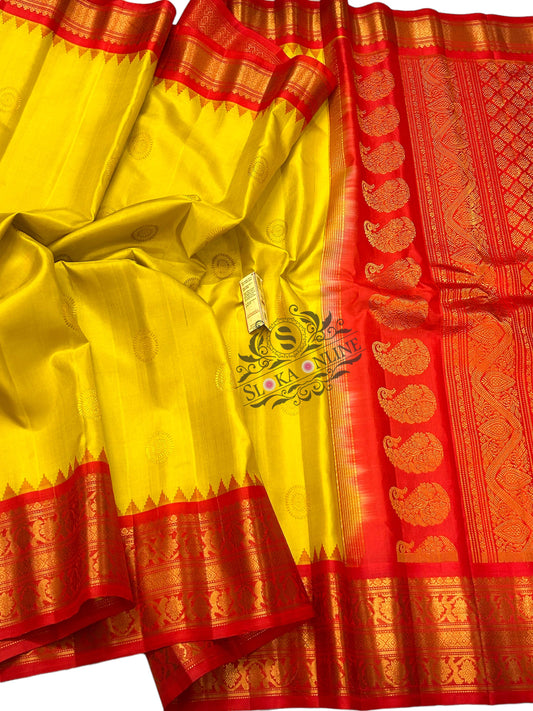 Traditional Pure Handloom Double Warp Weaving Gadwal Pattu Sarees