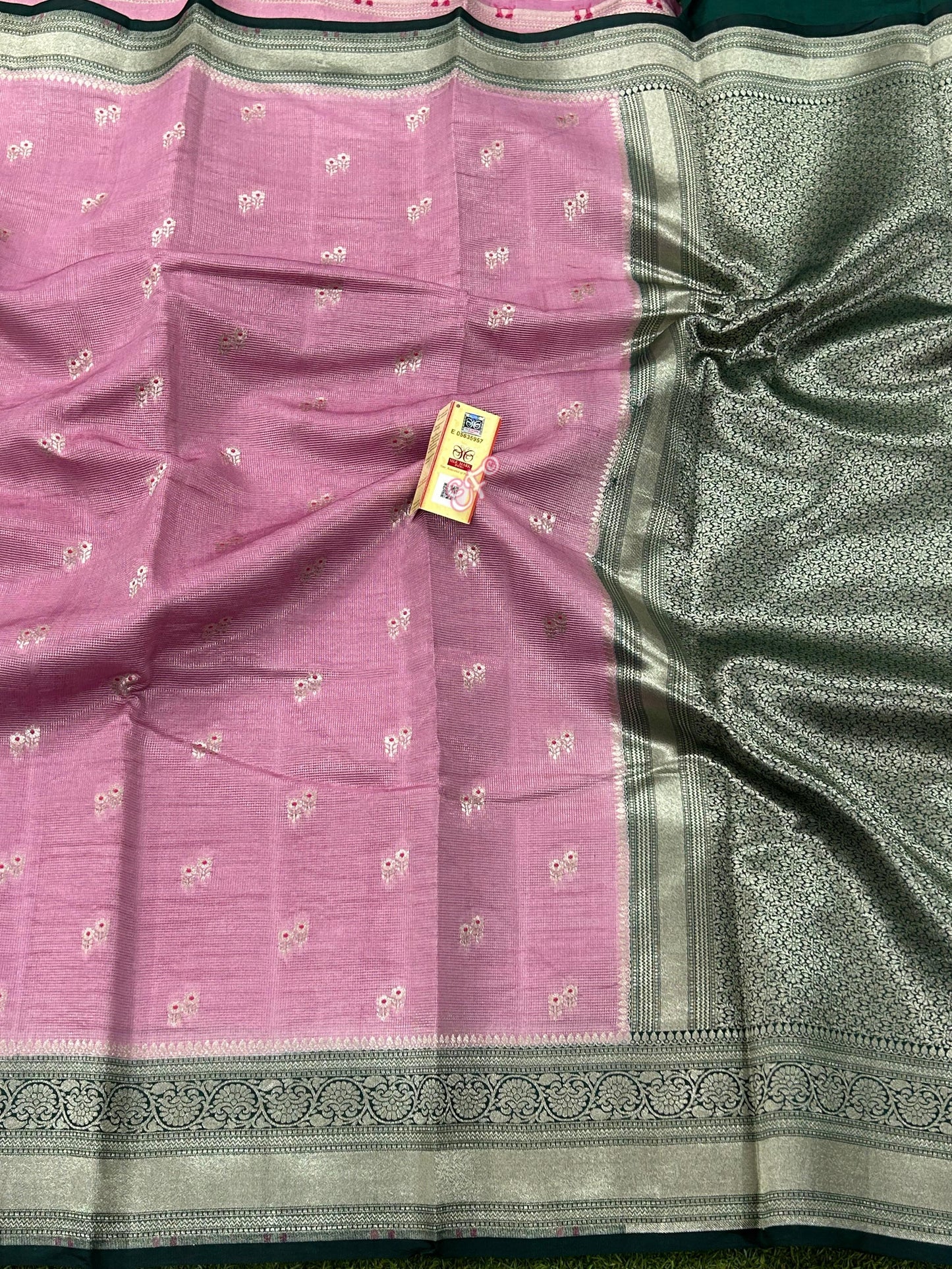 Exclusive Pure Handloom Banarasi Iktara Green Mango Pattu Sarees