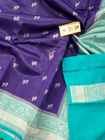 Exclusive Pure Handloom Banarasi Iktara Green Mango Pattu Sarees