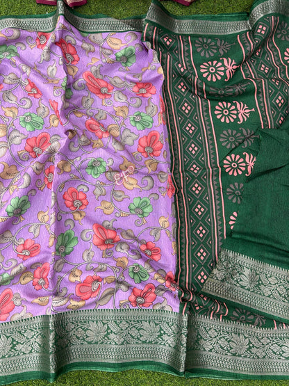 Budget Friendly Kalamkari Crush Silk Sarees