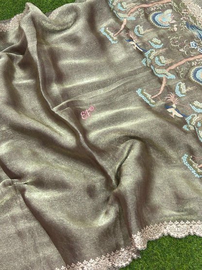 Beautiful and Party Wear Pure Crushed Soft Tissue Pattu Sarees