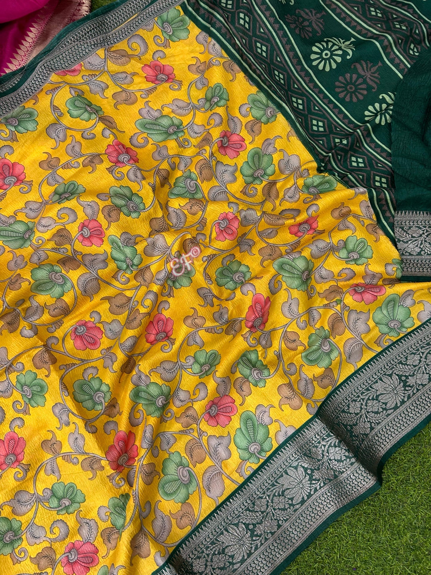 Budget Friendly Kalamkari Crush Silk Sarees