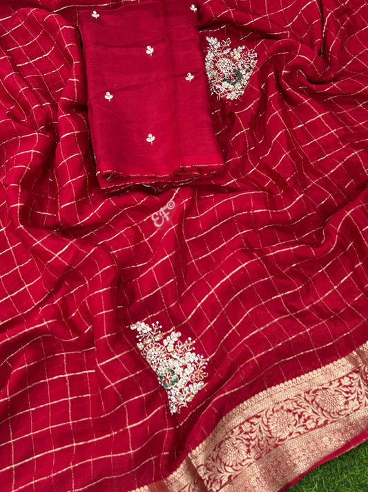 Beautiful Pure Mysore Crape Checks sarees