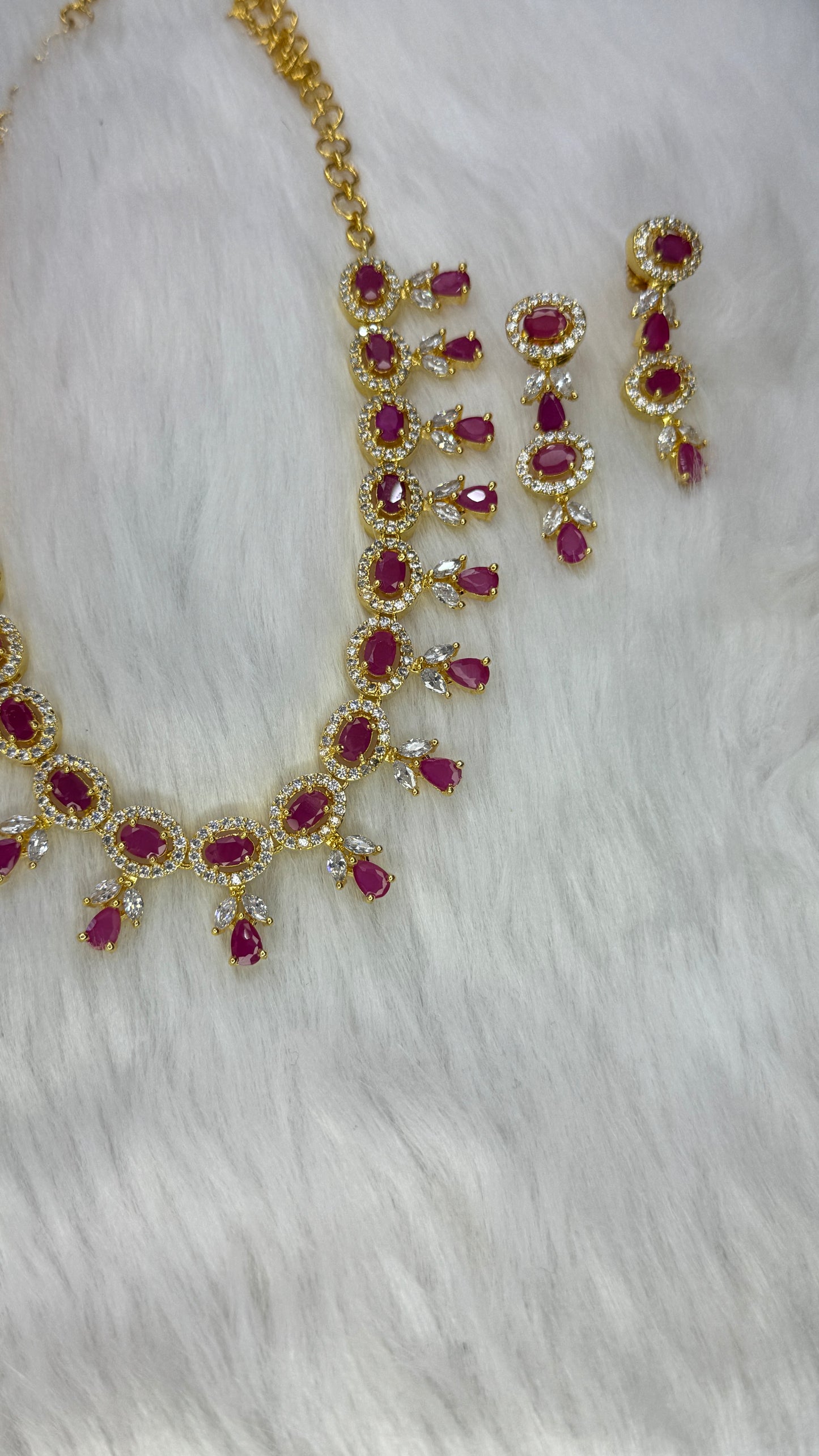 Beautiful and Elegant Ruby and CZ stone Necklace