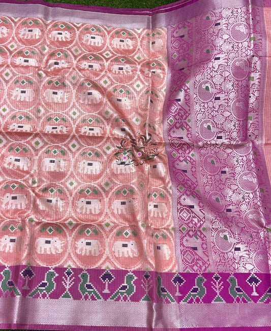 Beautiful and Elegant Shades Of Handloom Tissue Kota Sarees