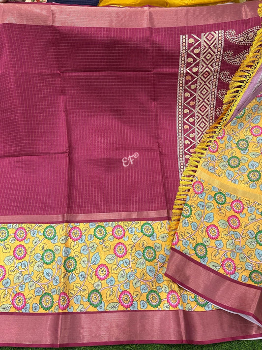 Beautiful Fancy Chiniya Checks sarees