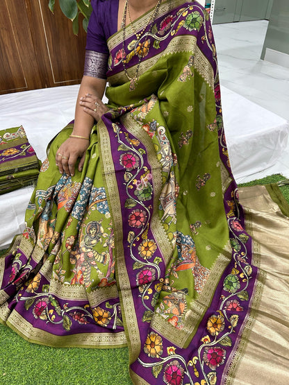 Beautiful Colour Combination Of Pure Munga Crape Silk Sarees