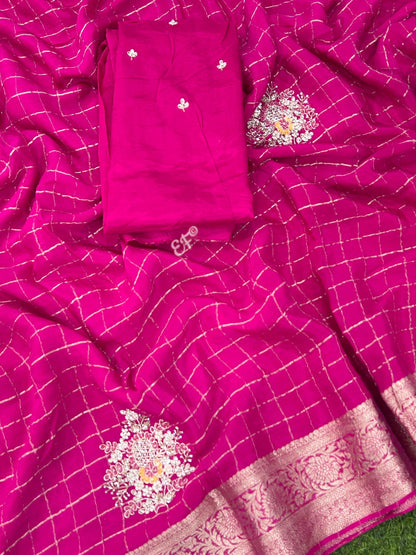 Beautiful Pure Mysore Crape Checks sarees