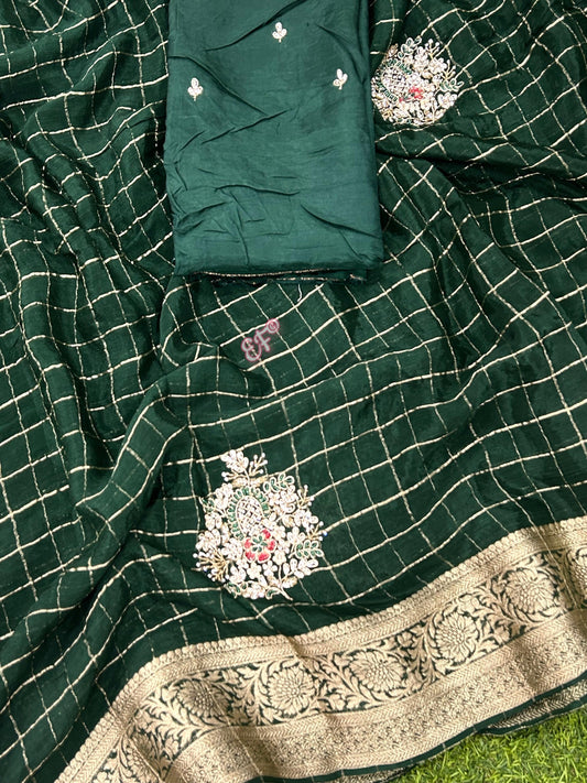 Beautiful Pure Mysore Crape Checks sarees