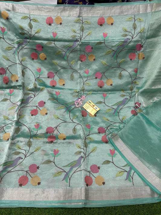 Exclusive Pure Handloom soft 1 gram Silver Tissue Pattu Sarees