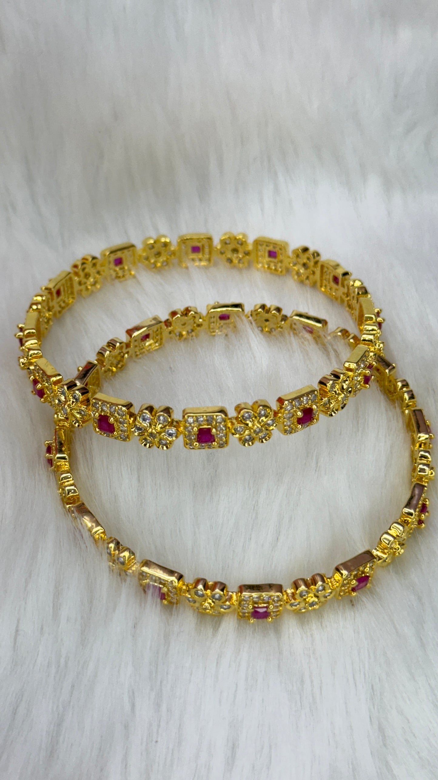 Beautiful and Elegant White Stone With Ruby Bangles