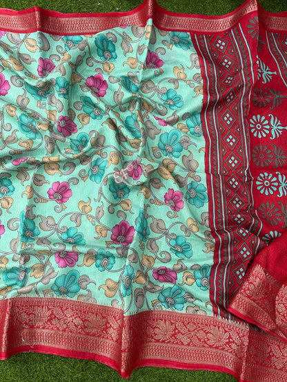 Budget Friendly Kalamkari Crush Silk Sarees