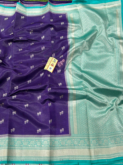 Exclusive Pure Handloom Banarasi Iktara Green Mango Pattu Sarees