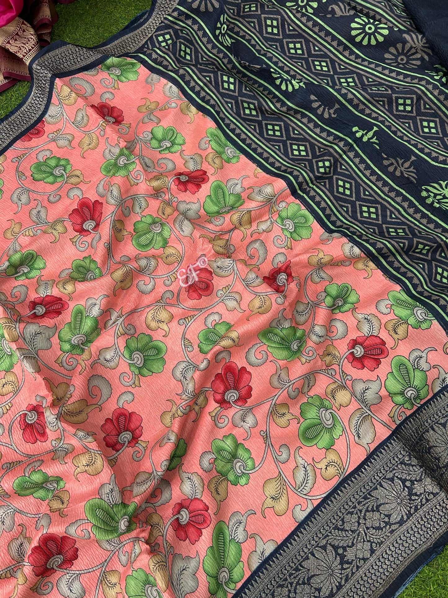 Budget Friendly Kalamkari Crush Silk Sarees