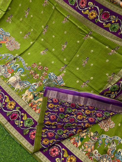 Beautiful Colour Combination Of Pure Munga Crape Silk Sarees