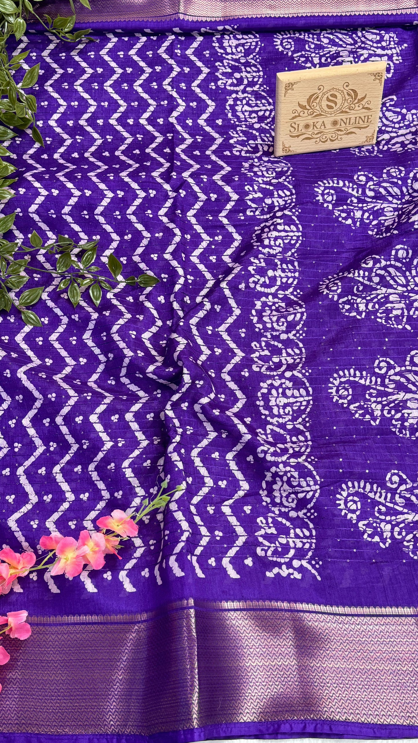 Beautiful and Elegant Purple Colour Sequence falling art Tusser silk saree