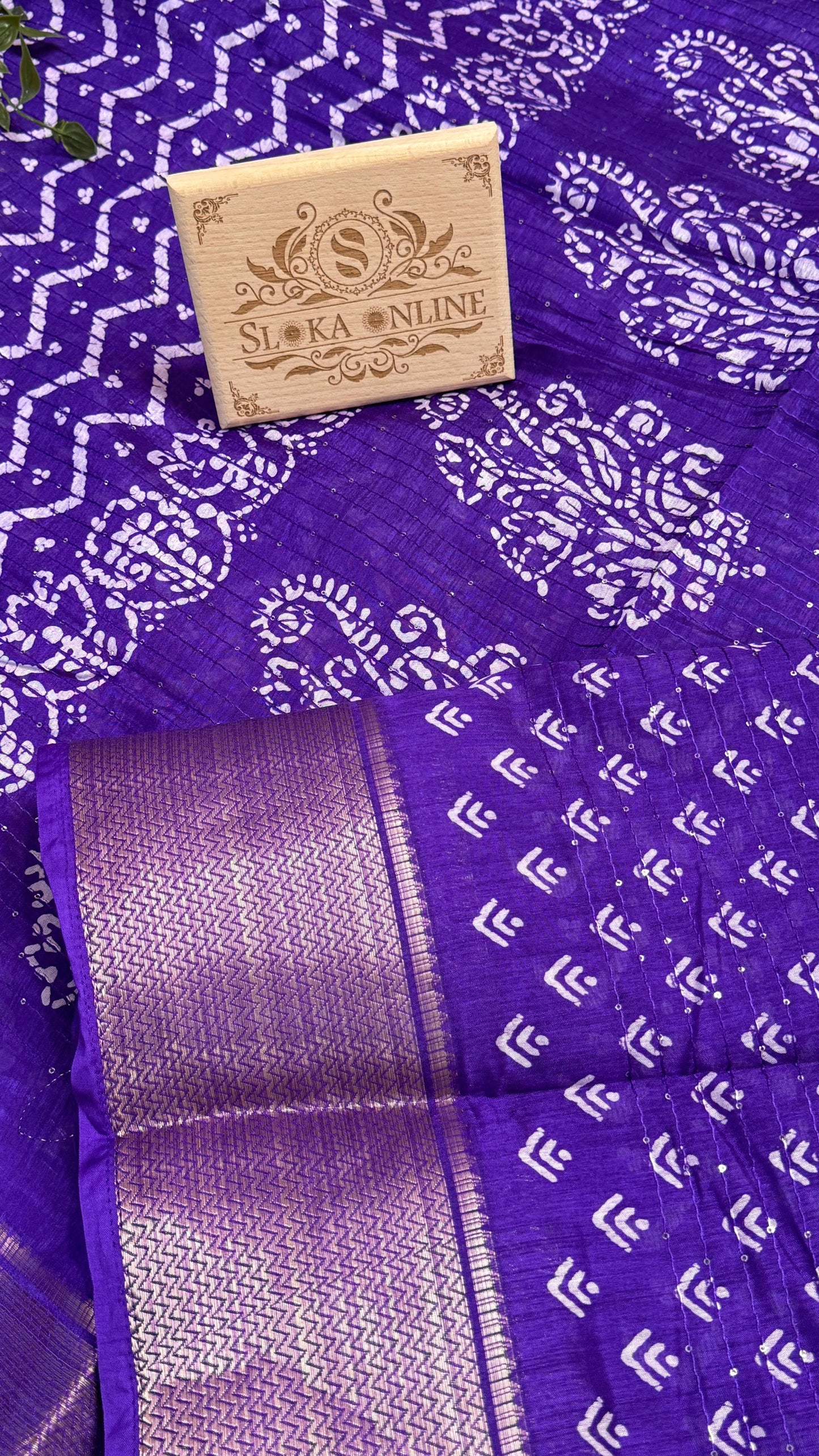 Beautiful and Elegant Purple Colour Sequence falling art Tusser silk saree